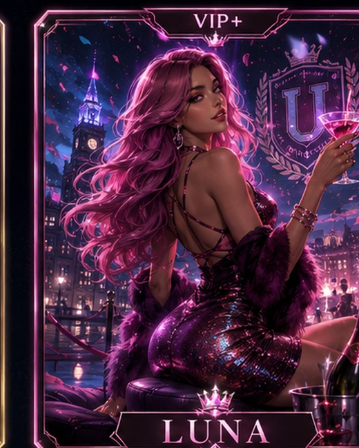 VIP plus neon royalty card concept